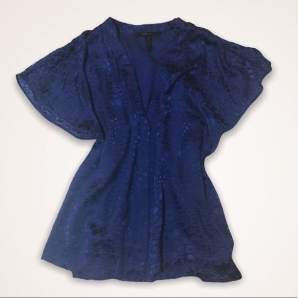 BCBGMAXAZRIA Royal Blue Burnout Blouse - Picture 2 of 9